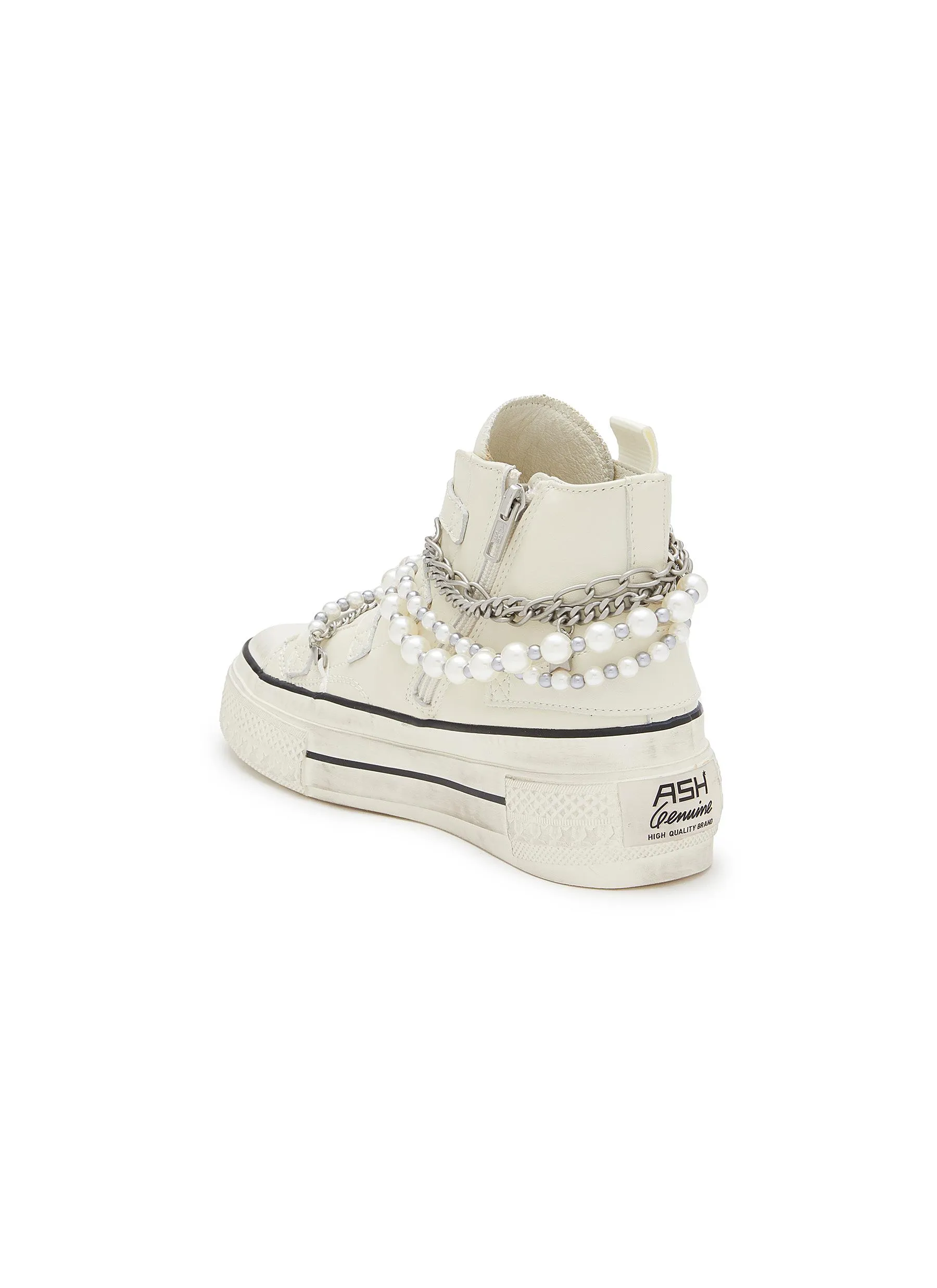 -----------ASH ---- ------------ ----Rainbow Chain Embellished Leather High-Top Sneakers --