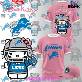 -Detroit Lions x Hello Kitty 2024 Pink T-Shirt