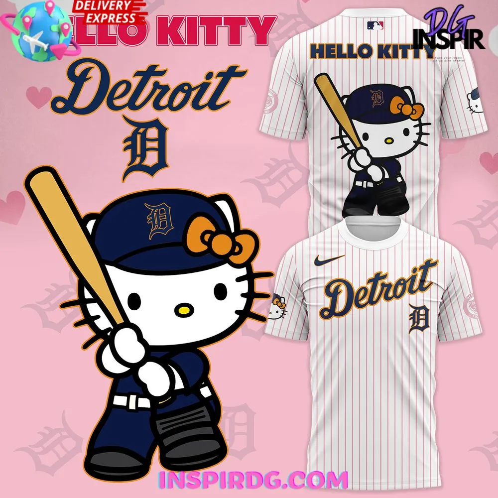 -Detroit Tigers x Hello Kitty 2024 Stripe T-Shirt