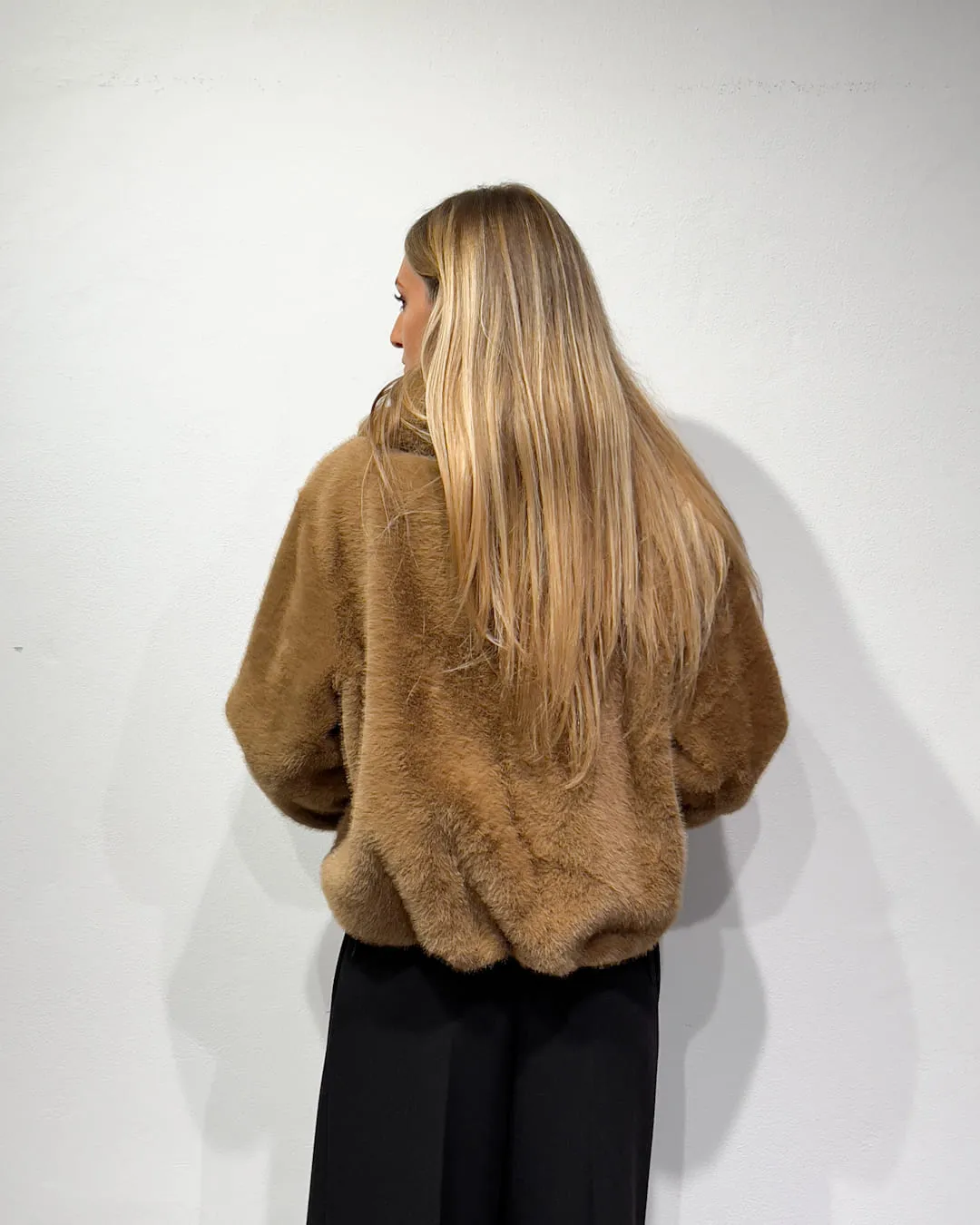 -GIUBBOTTO BOMBER IN PELLICCIA SINTETICA – DIXIE