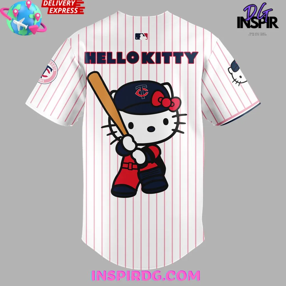 -Hello Kitty x Minnesota Twins 2024 Stripe Baseball Jersey