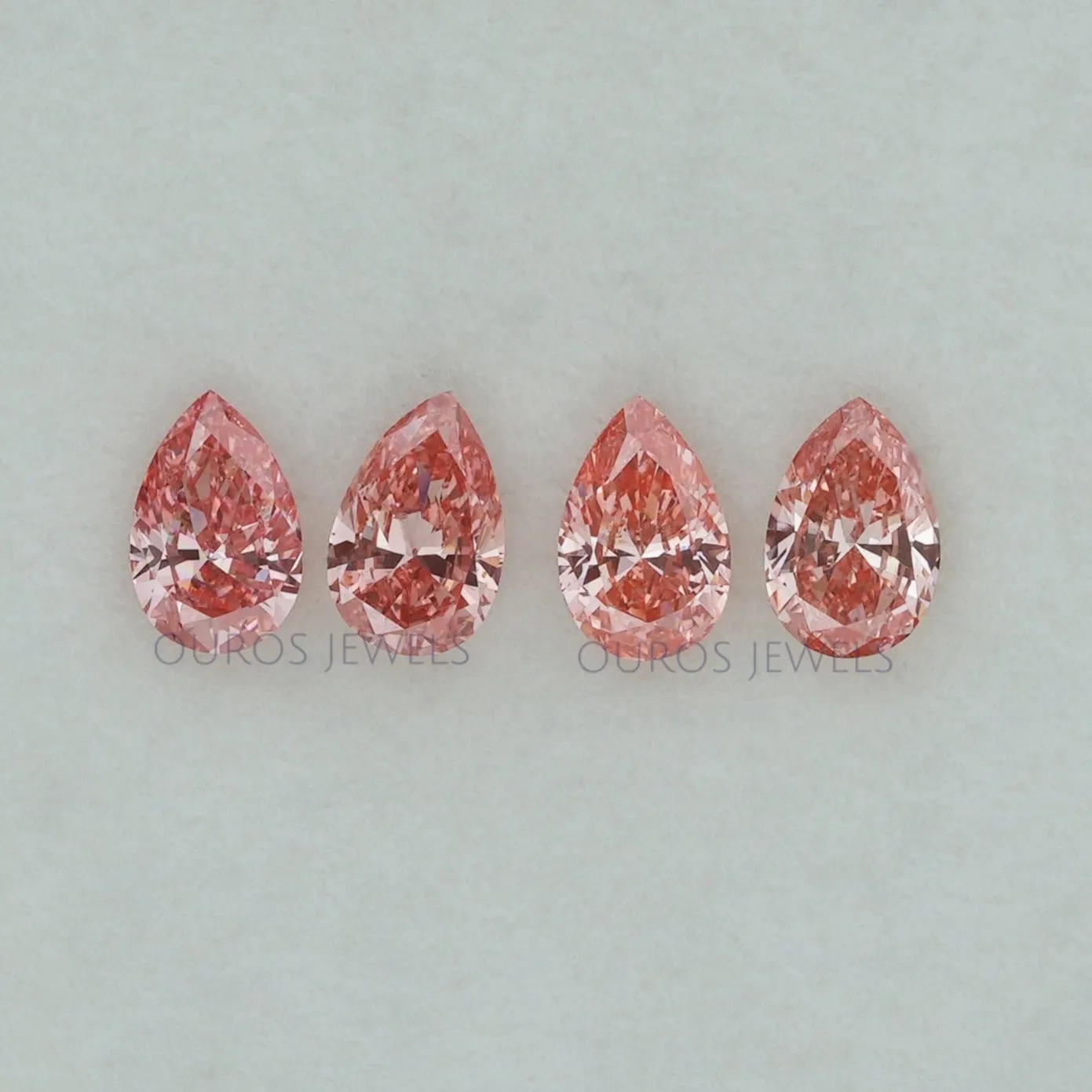 0.42 Carat Each Pink Pear Lab Grown Diamond