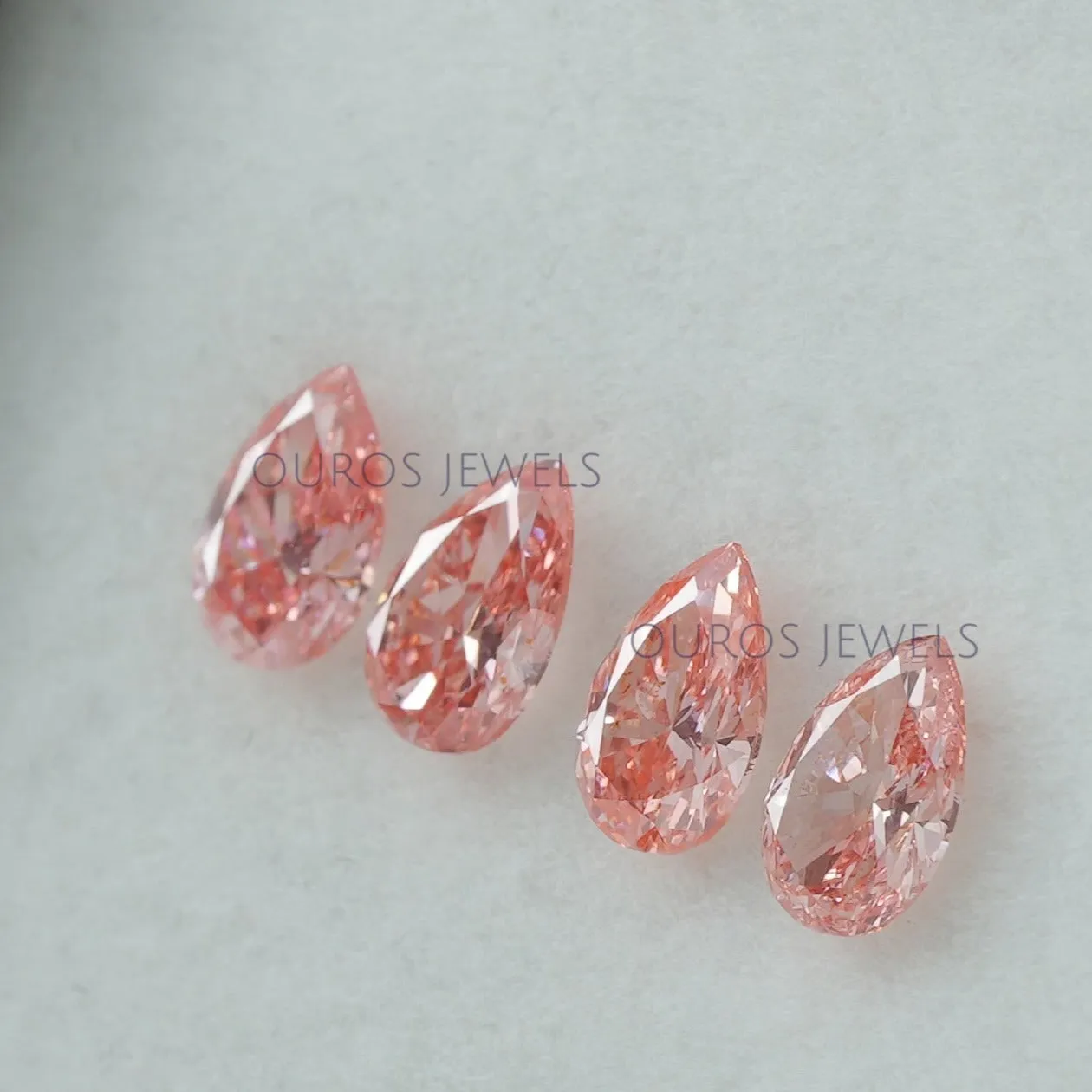 0.42 Carat Each Pink Pear Lab Grown Diamond