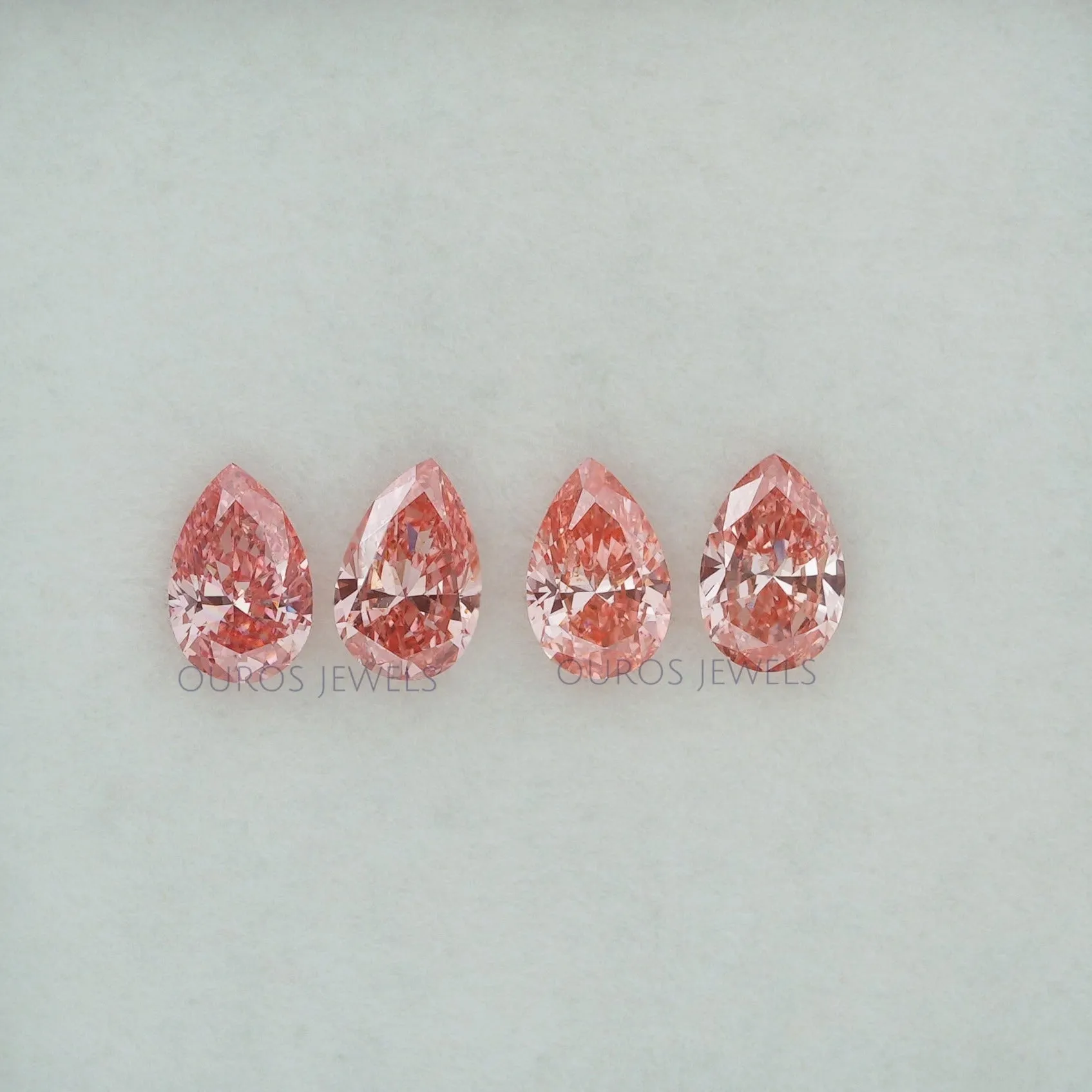 0.42 Carat Each Pink Pear Lab Grown Diamond