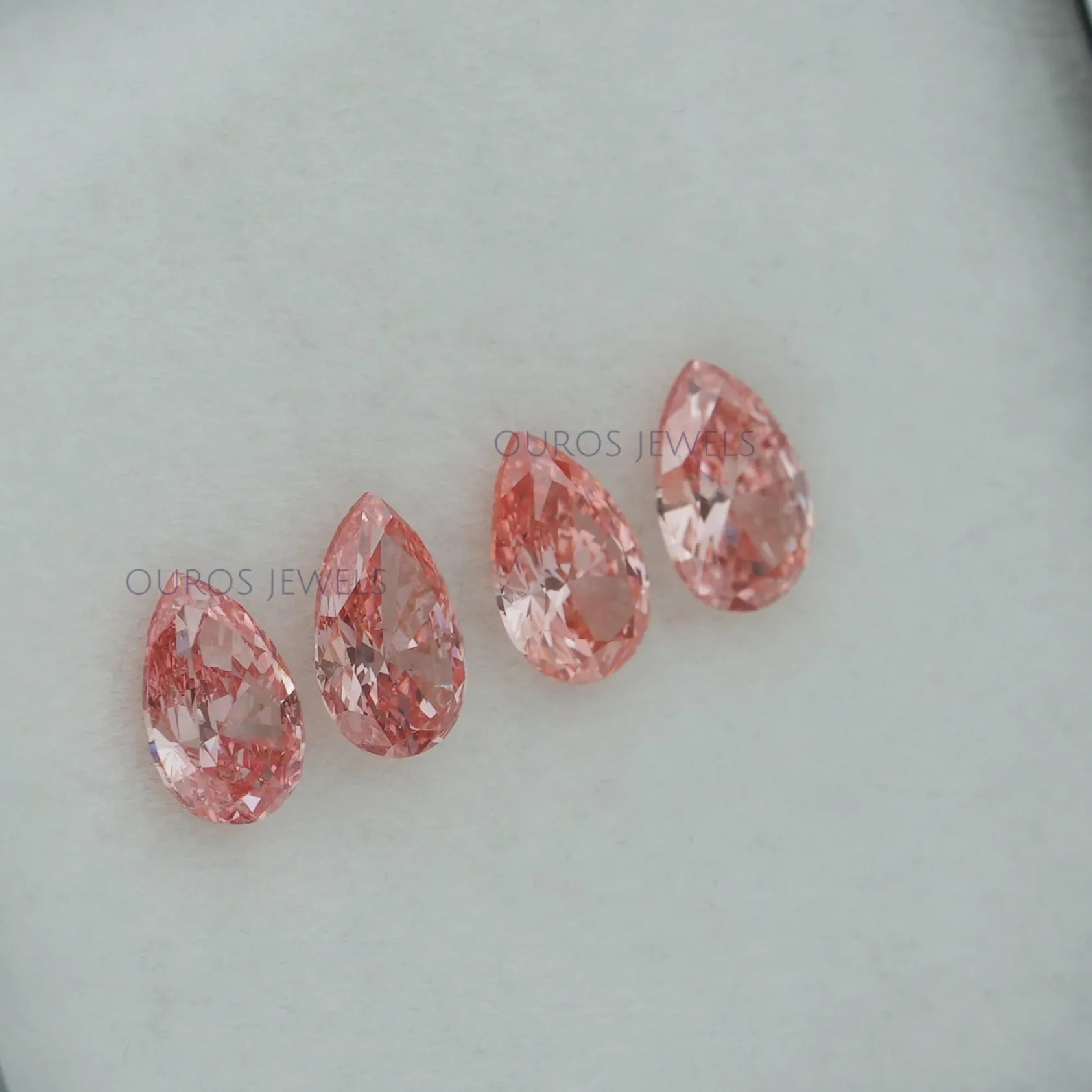 0.42 Carat Each Pink Pear Lab Grown Diamond