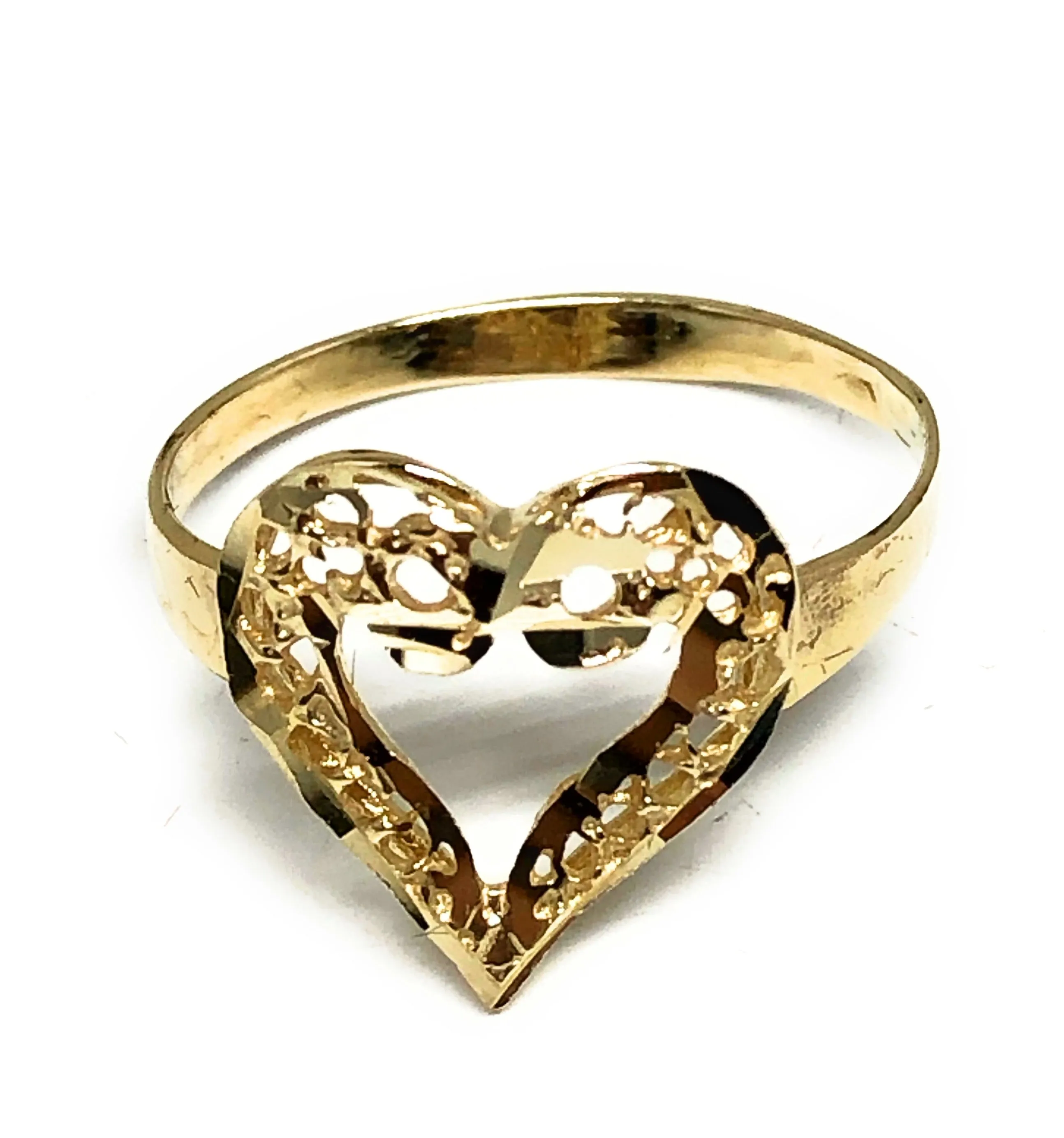 10k Solid Gold Yellow Filigrana Heart Ring