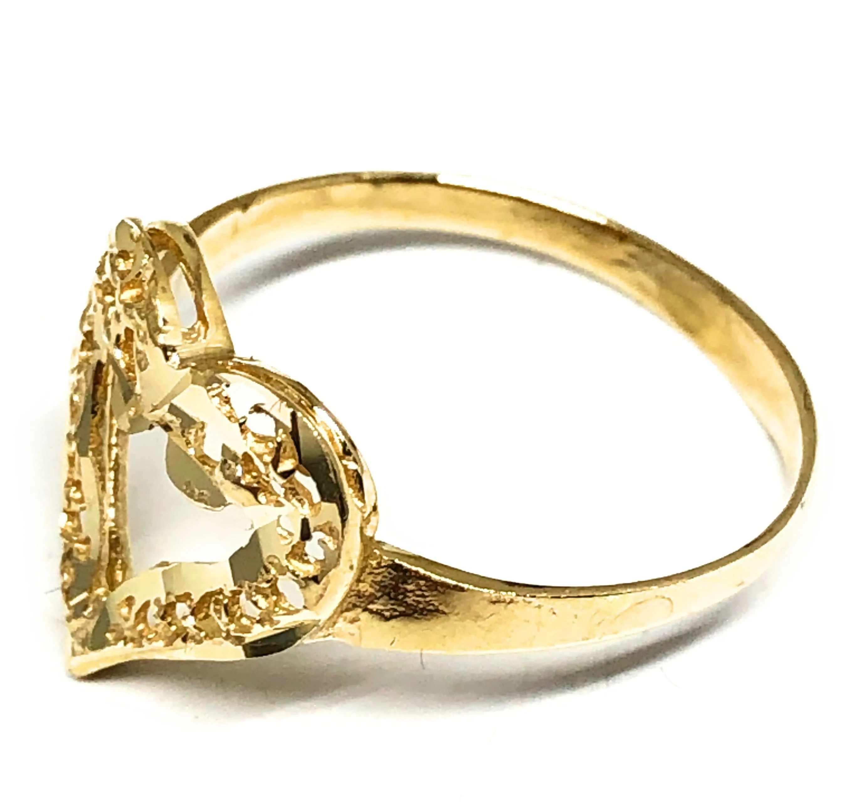 10k Solid Gold Yellow Filigrana Heart Ring