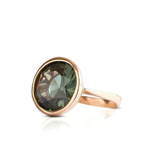 14K Rose Gold Round Green Cubic Zirconia 14mm Ring