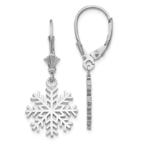 14k White Gold 3-D Snowflake Leverback Earrings