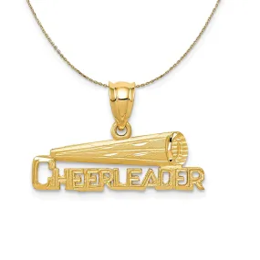 14k Yellow Gold Cheerleader Megaphone Script Necklace