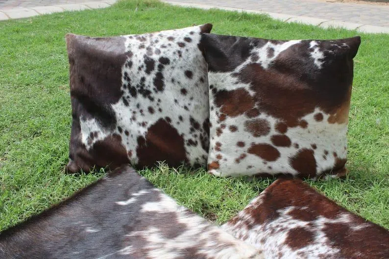 2 Set Decorative Pillows Covers Cow Skin Sofa Cushion Cover Throw Pillowcase