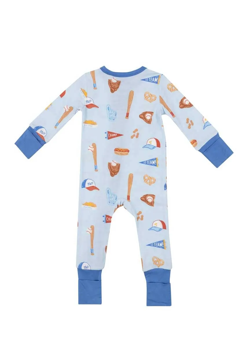 2-Way Zipper Fold-Over Footie - Baseball