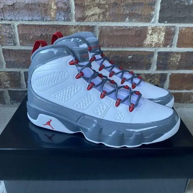 2022 nike air jordan 9 ix retro fire red 4-7y white cool gre