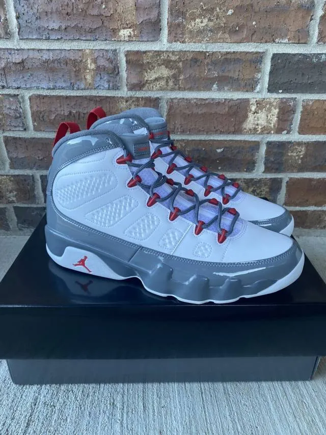 2022 nike air jordan 9 ix retro fire red 4-7y white cool gre