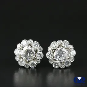 2.20 Carat Diamond Jacket Stud Earrings 18K White Gold With post