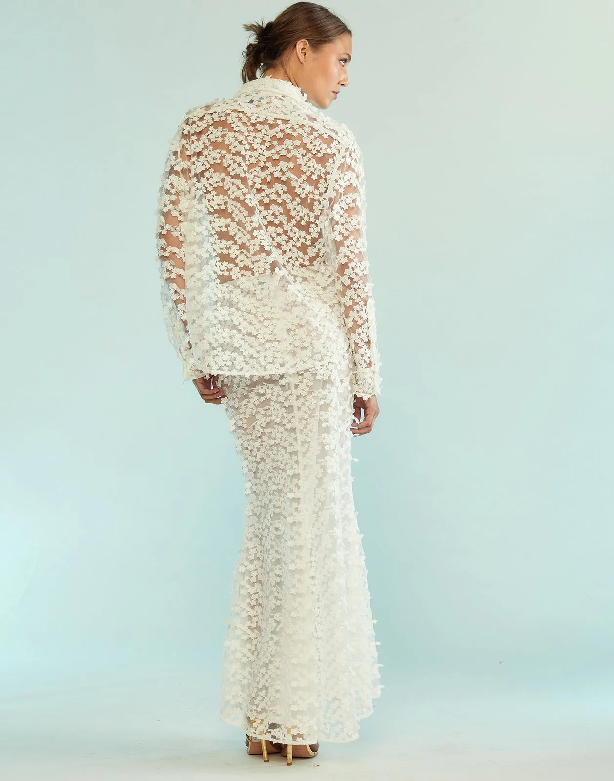 3D Embroidered Tulle Skirt