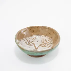 4 Owl Dish with Green Exterior