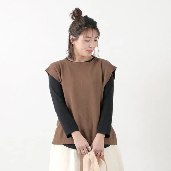 【50％OFF】MAO MADE（マオメイド） ソフト コットン 天竺編み ベスト / レディース / 綿 / ニット / ハイゲージ / 無地 / スリット / 111127 / SOFT COTTON VEST【セール】