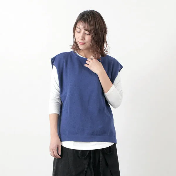 【50％OFF】MAO MADE（マオメイド） ソフト コットン 天竺編み ベスト / レディース / 綿 / ニット / ハイゲージ / 無地 / スリット / 111127 / SOFT COTTON VEST【セール】