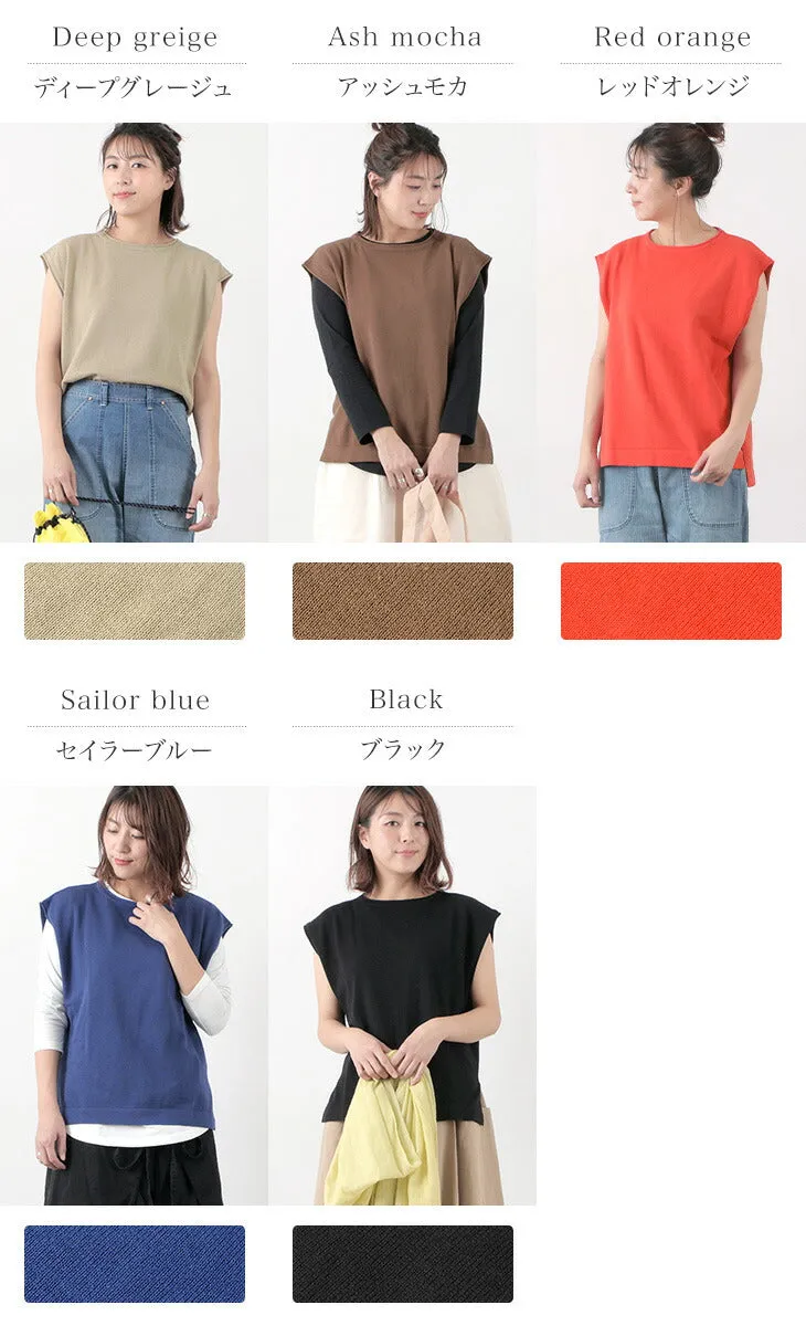 【50％OFF】MAO MADE（マオメイド） ソフト コットン 天竺編み ベスト / レディース / 綿 / ニット / ハイゲージ / 無地 / スリット / 111127 / SOFT COTTON VEST【セール】