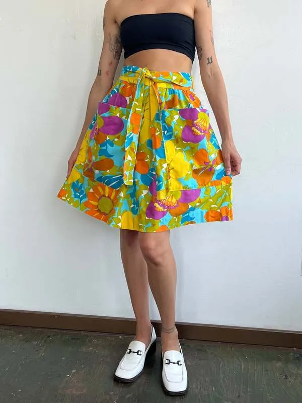 60s Wrap Skirt - Bold Floral