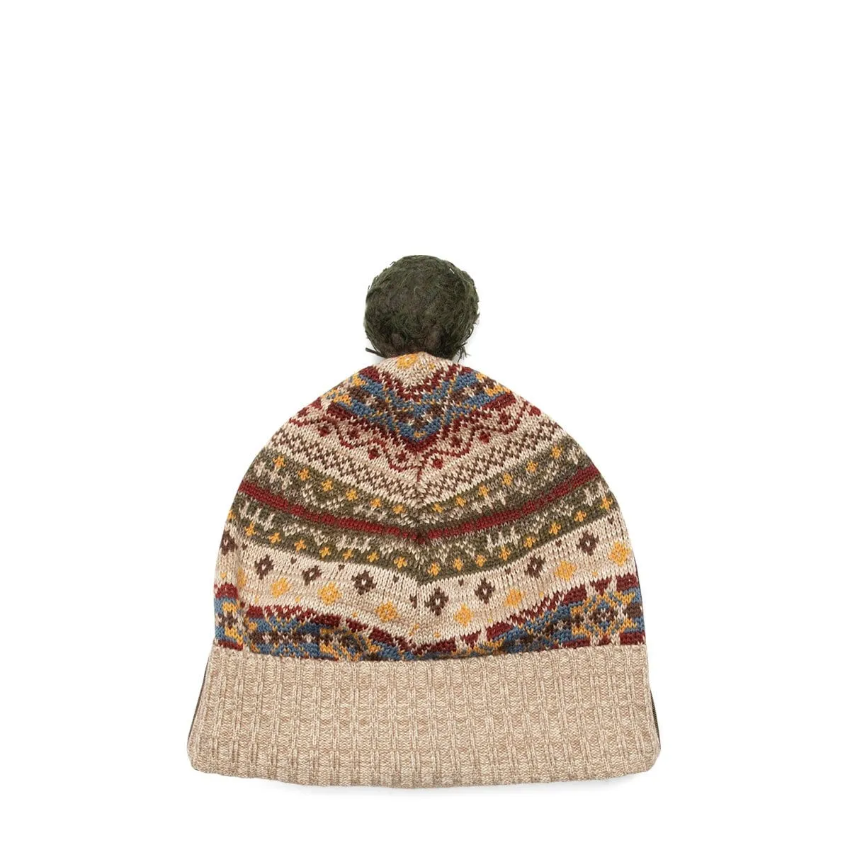 7G WOOL FAIR ISLE BIVOUAC SKI CAP Moca