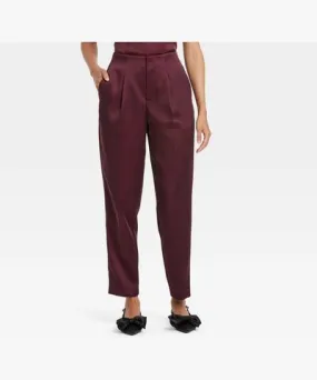 A New Day Women's Super-High Rise Tapered Ankle Tailored Satin Trousers