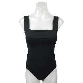 Abercrombie & Fitch Black Sleeveless Square Neck Strap Soft Bodysuit Thong Top S