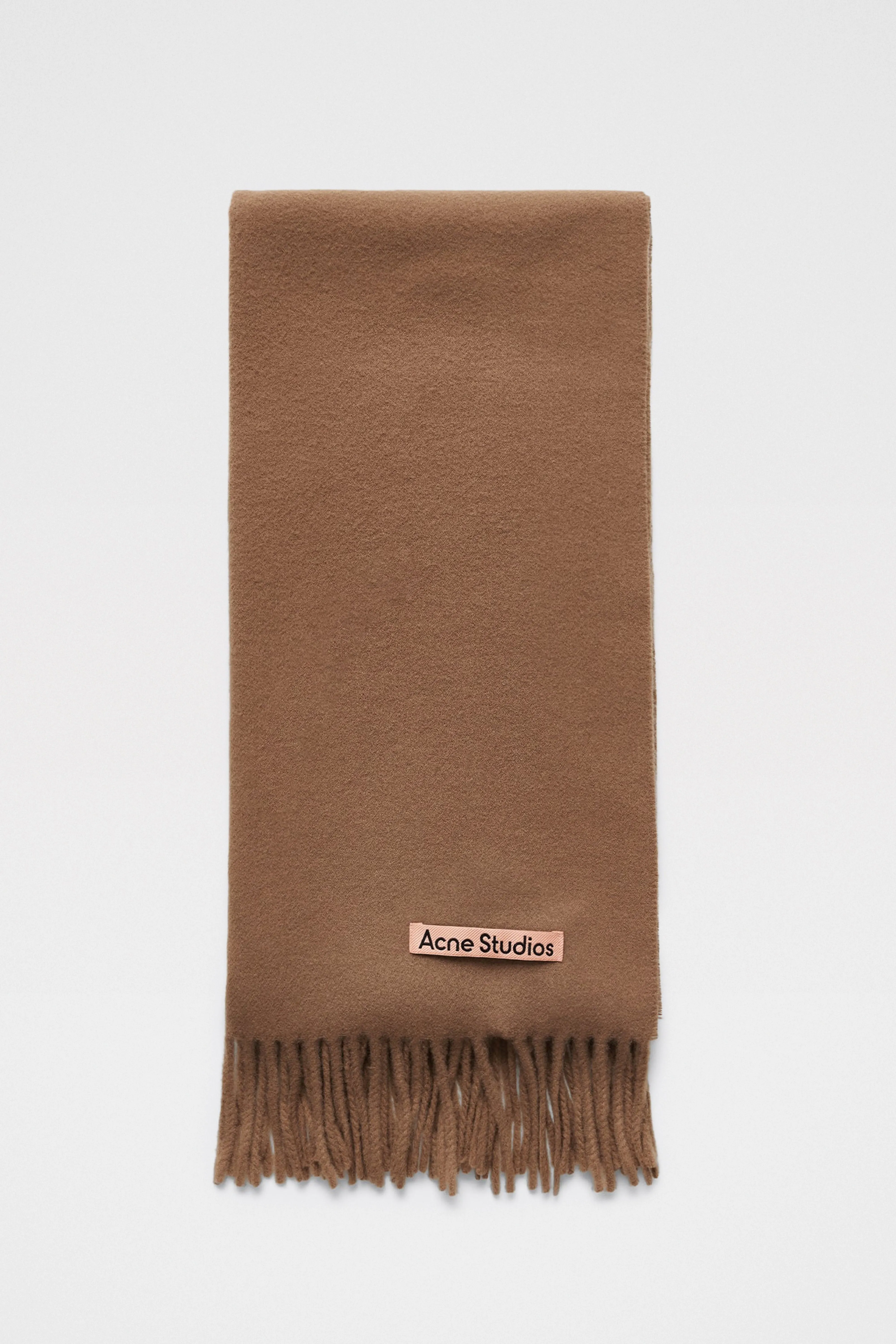 Acne Studios Fringe Wool Scarf Narrow Caramel Brown