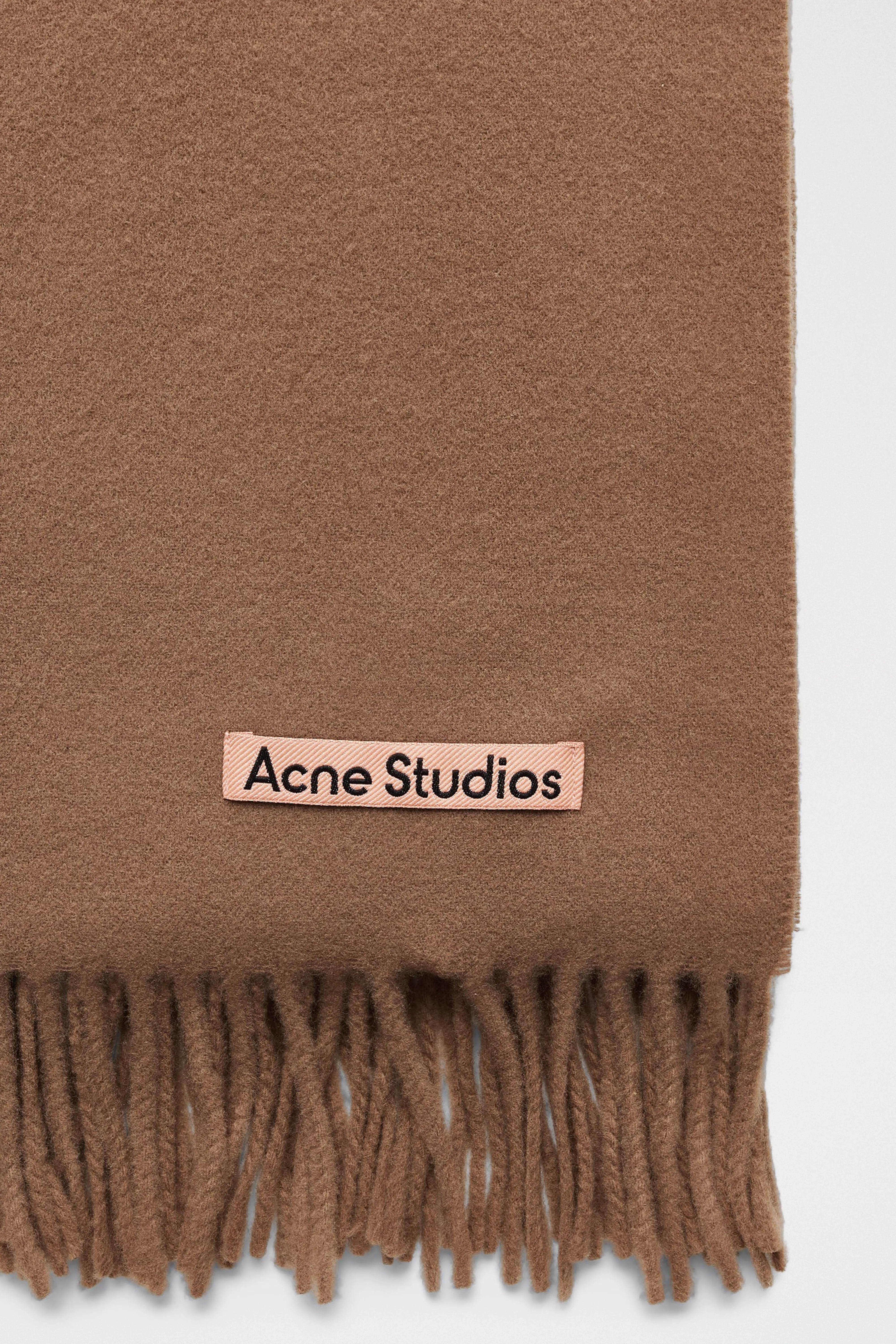 Acne Studios Fringe Wool Scarf Narrow Caramel Brown