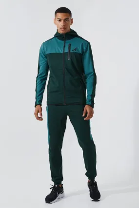 Active Colour Block Funnel Hooded Tracksuit