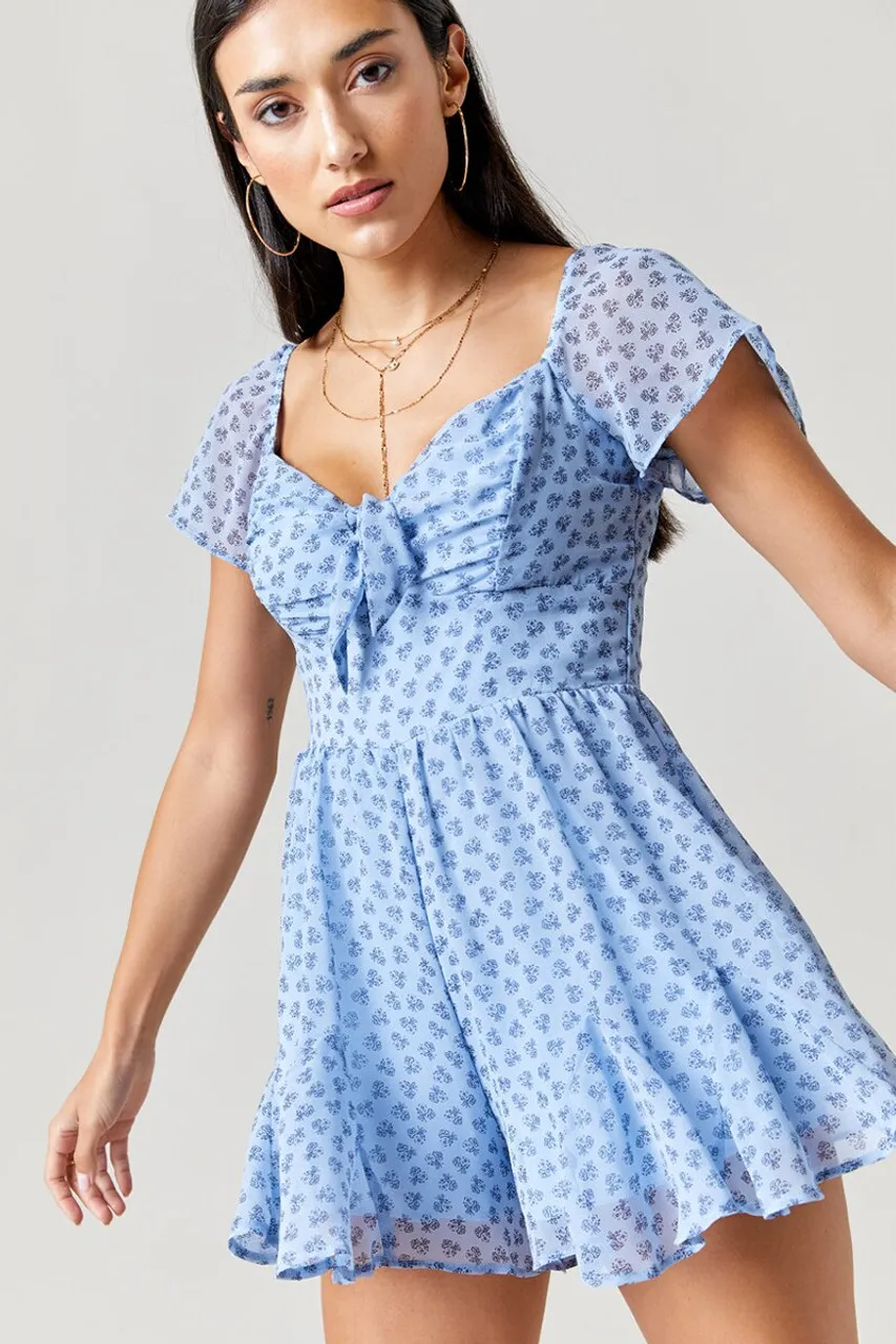 Adele Floral Godet Romper