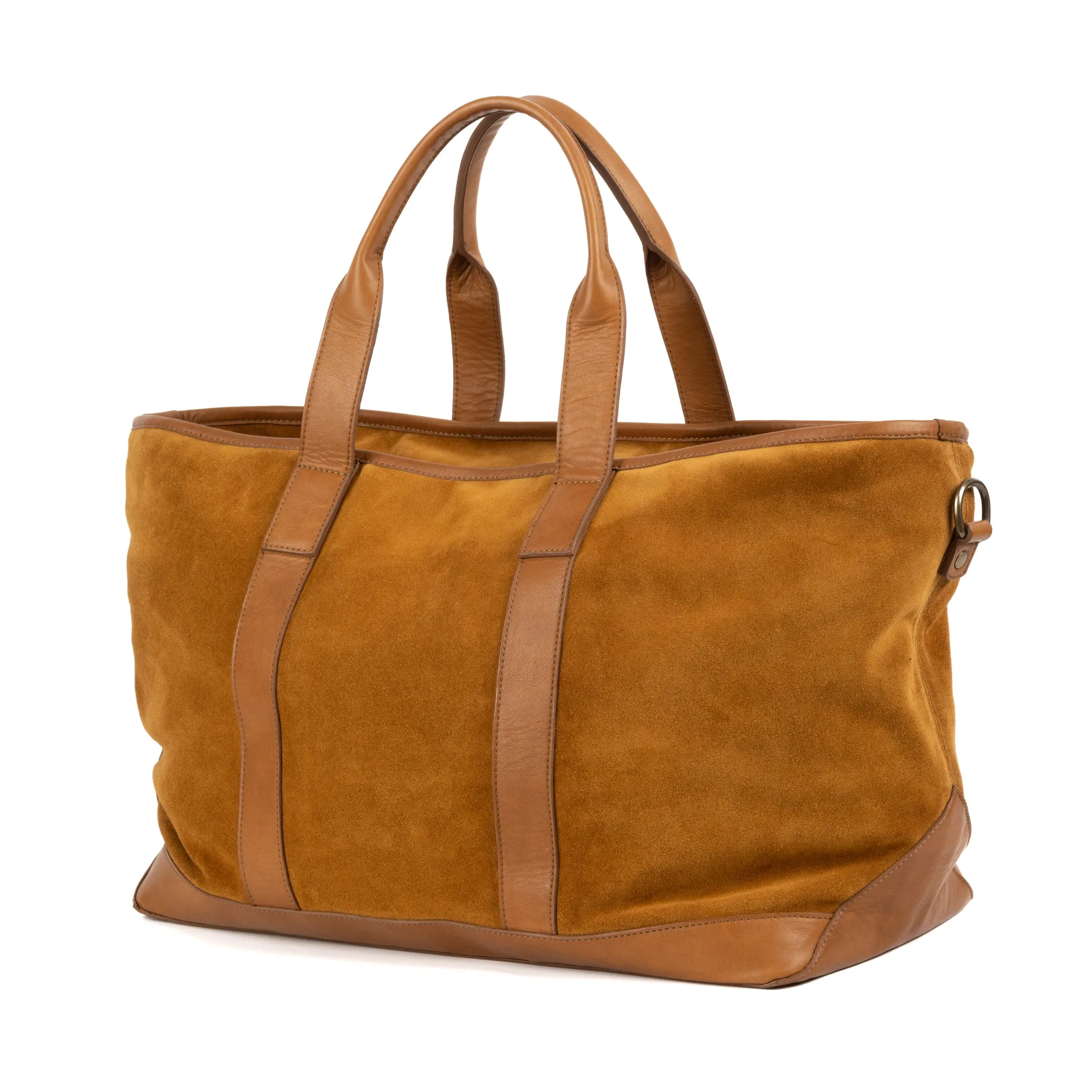 Alex Suede and Leather Travel Bag in Valencia Cider & Valhalla Nutmeg by Moore & Giles