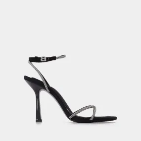 Alexander Wang  Dahlia 50 Sandals in Crystal / Black Leather