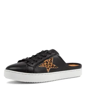 ALFIE & EVIE Vango Black Tan Cheetah Leather Sneakers