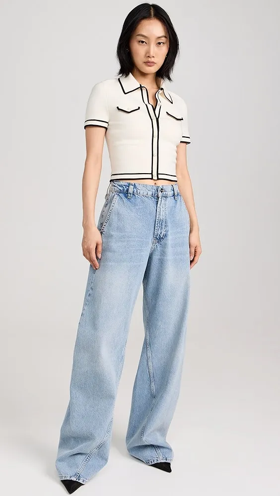 alice + olivia   Marlena Button Front Polo 