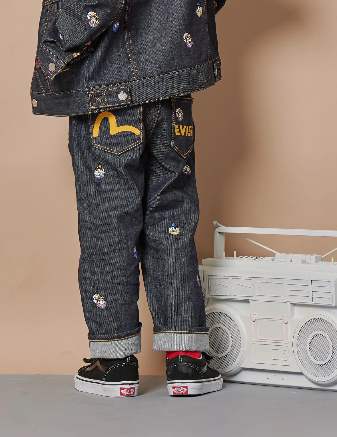 Allover Pompadour Daruma Regular Fit Denim Jeans