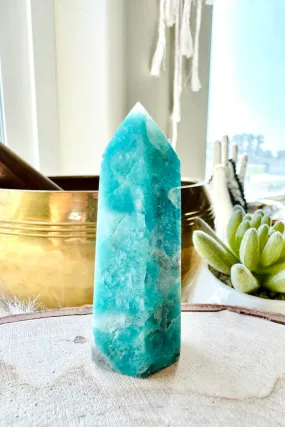 Amazonite with Smoky Quartz Tower 001