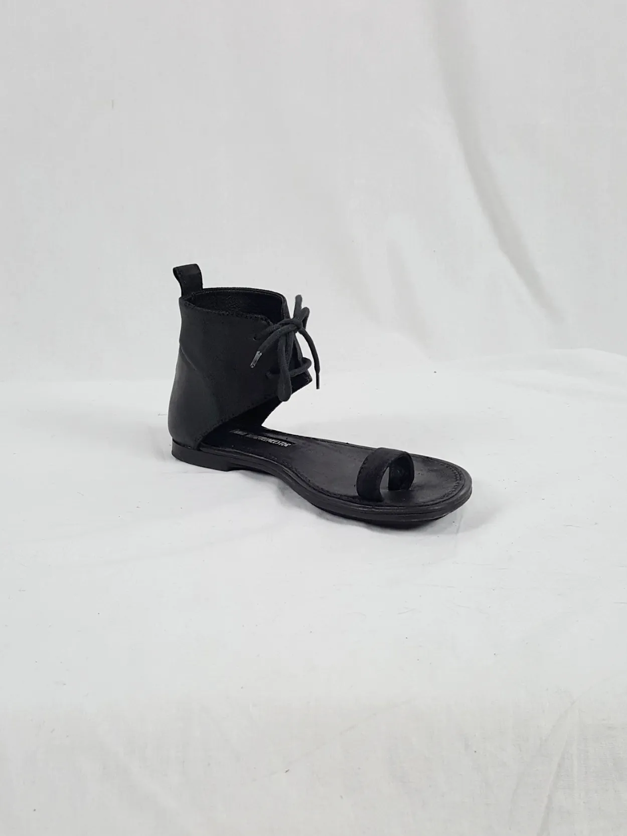 Ann Demeulemeester black lace-up sandals with toe strap (37)