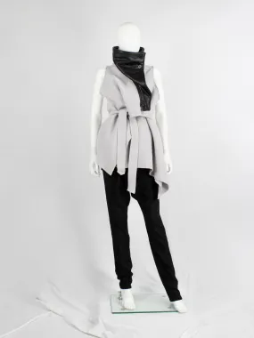 Ann Demeulemeester light purple wool vest with black leather collar — fall 2012