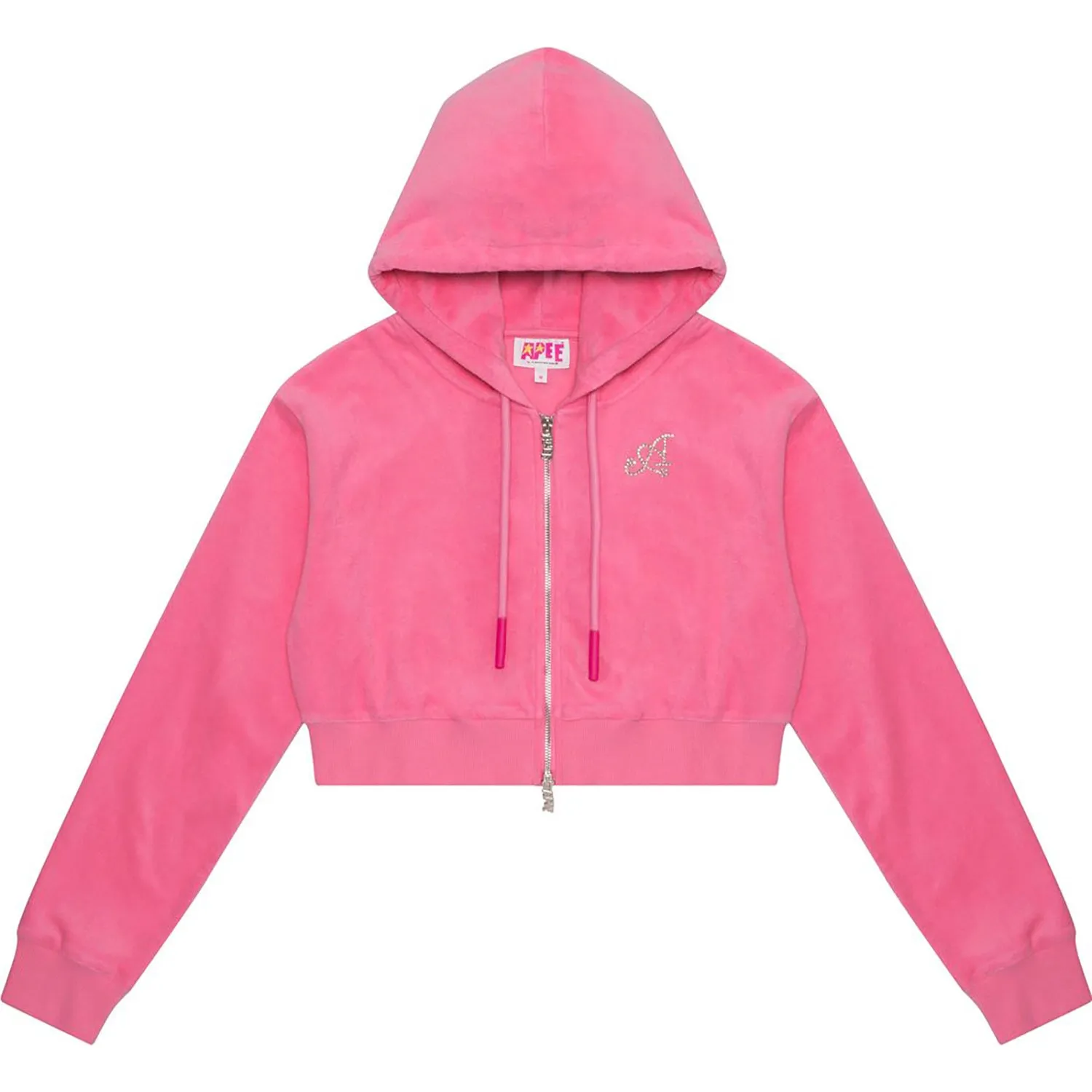 APEE TOWELLING ZIP UP CROP HOODIE JACKET LADIES