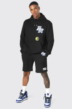 Applique Varsity Short Hooded Tracksuit