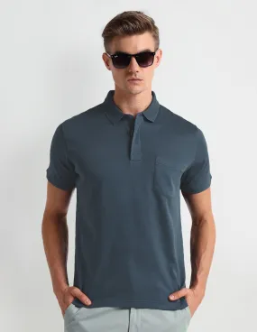 Arrow Patch Pocket Solid Polo Shirt