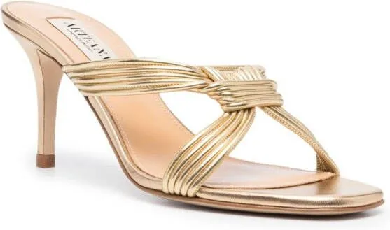 Arteana Capri 75mm metallic mules Gold