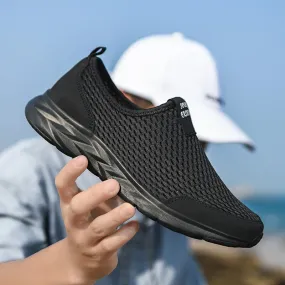 Autumn Black Gingham Pattern Breathable Running Shoes for Men