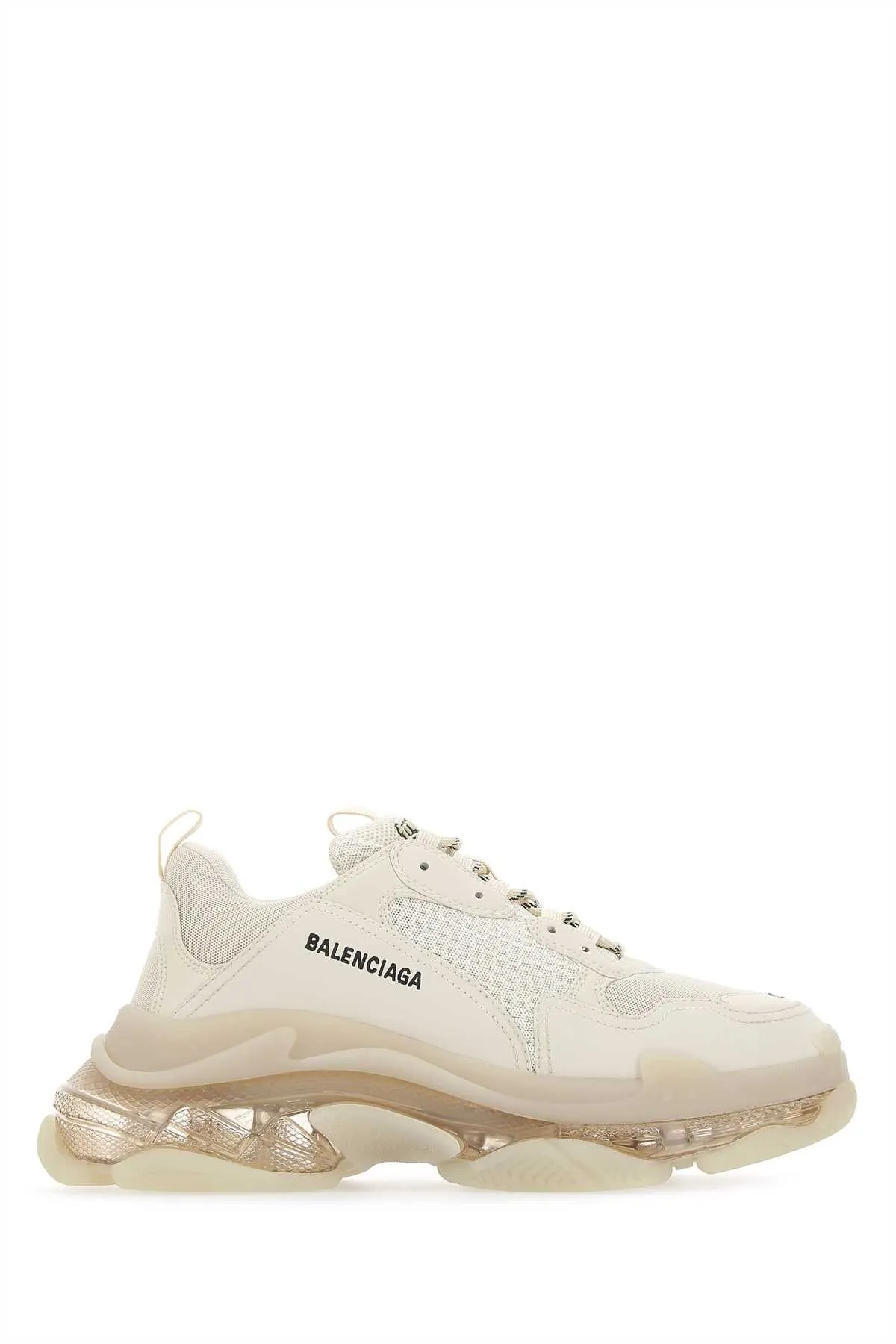Balenciaga Cream Leather And Fabric Triple S Sneakers