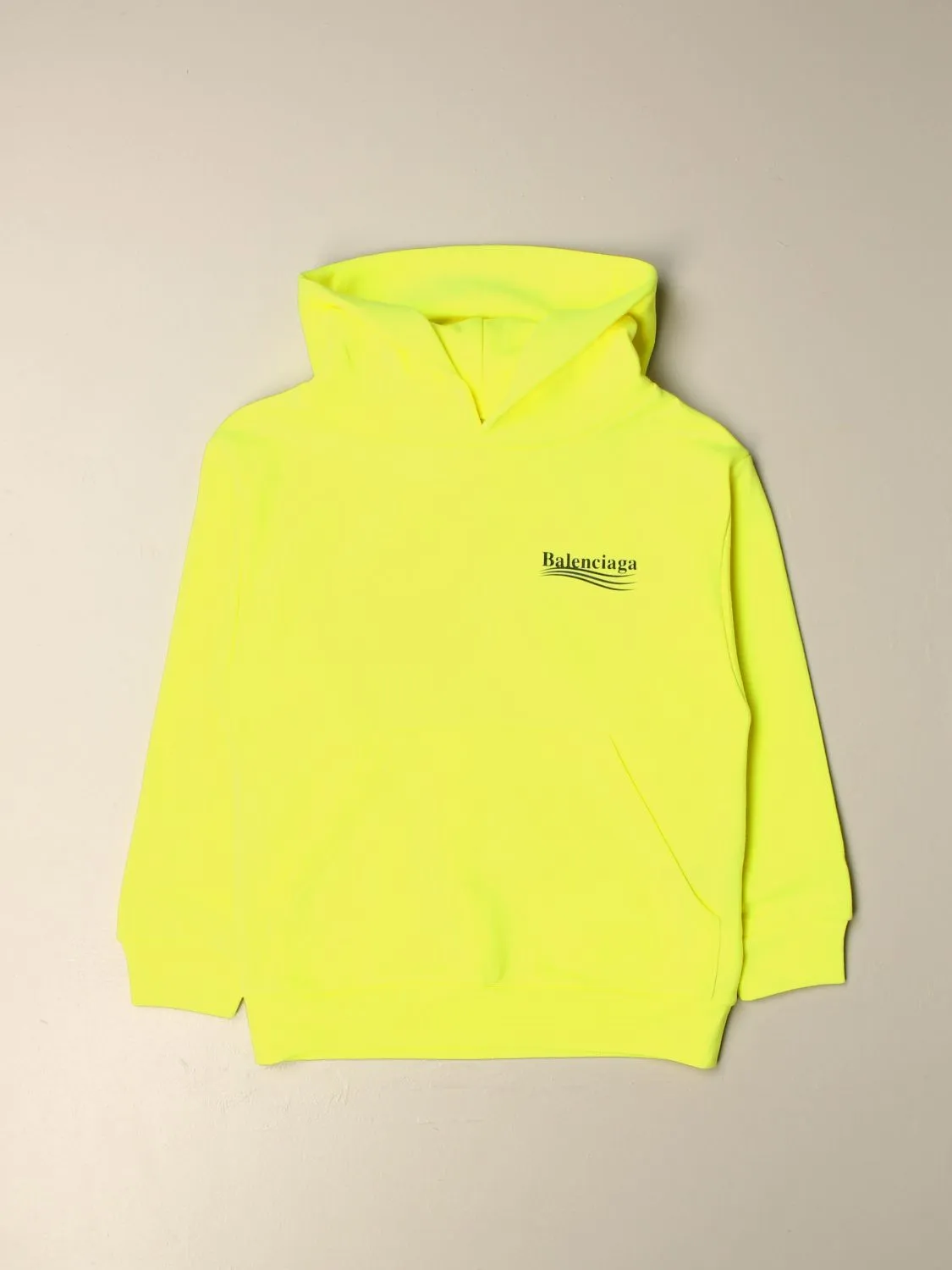 Balenciaga Kids Hoodie Classic in Fluo Yellow/Black