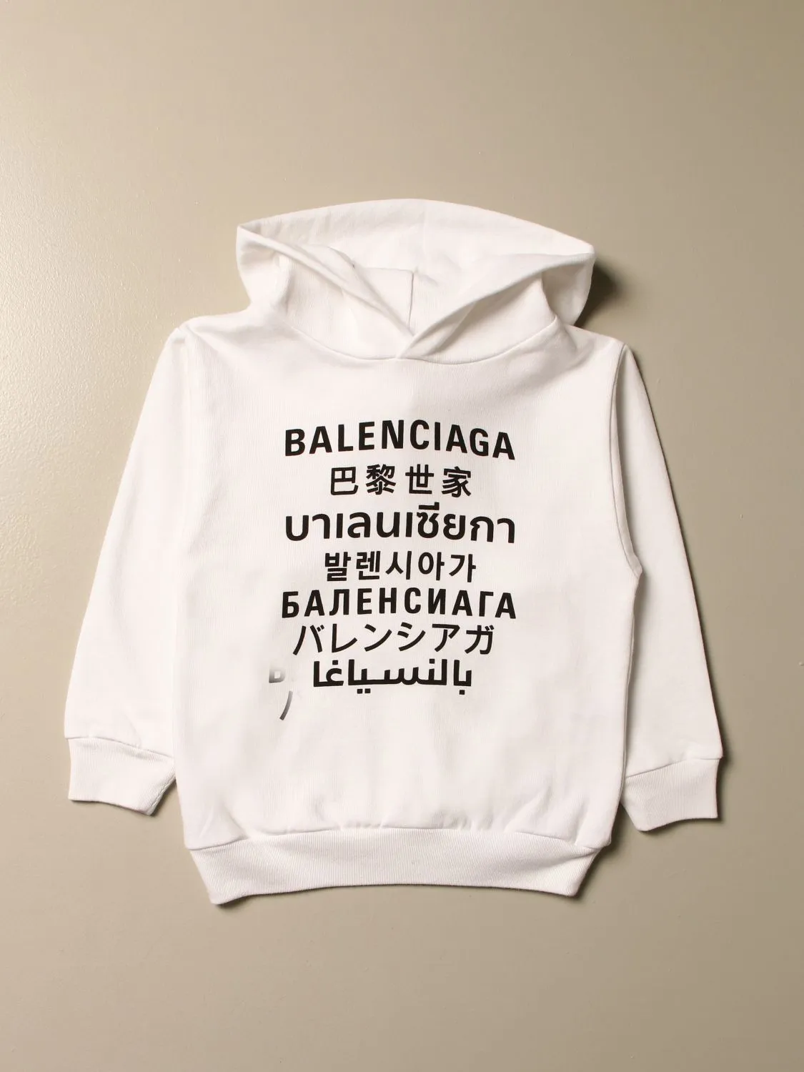 Balenciaga Kids Hoodie Classic in White/Black