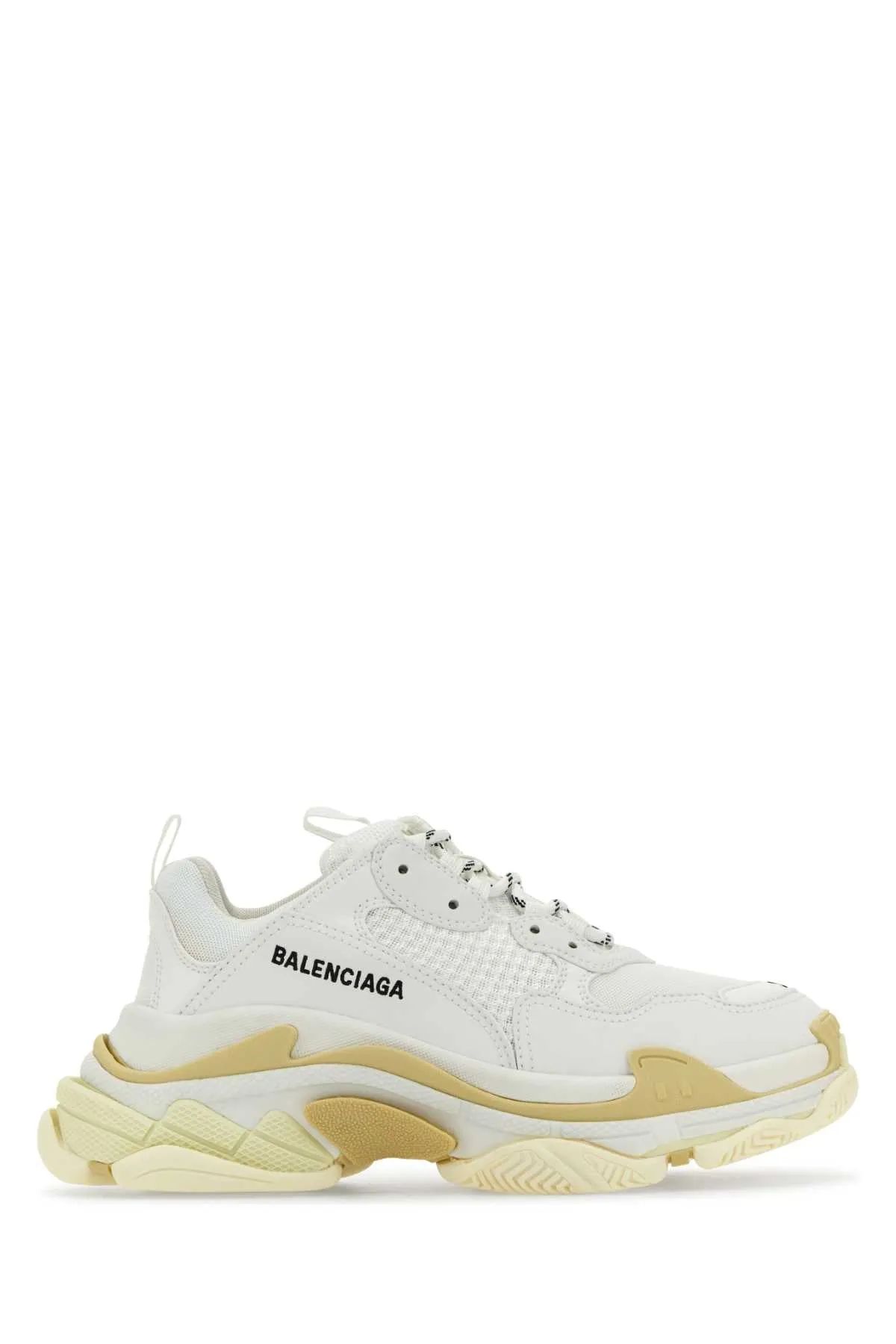 Balenciaga White Fabric And Synthetic Leather Triple S Sneakers