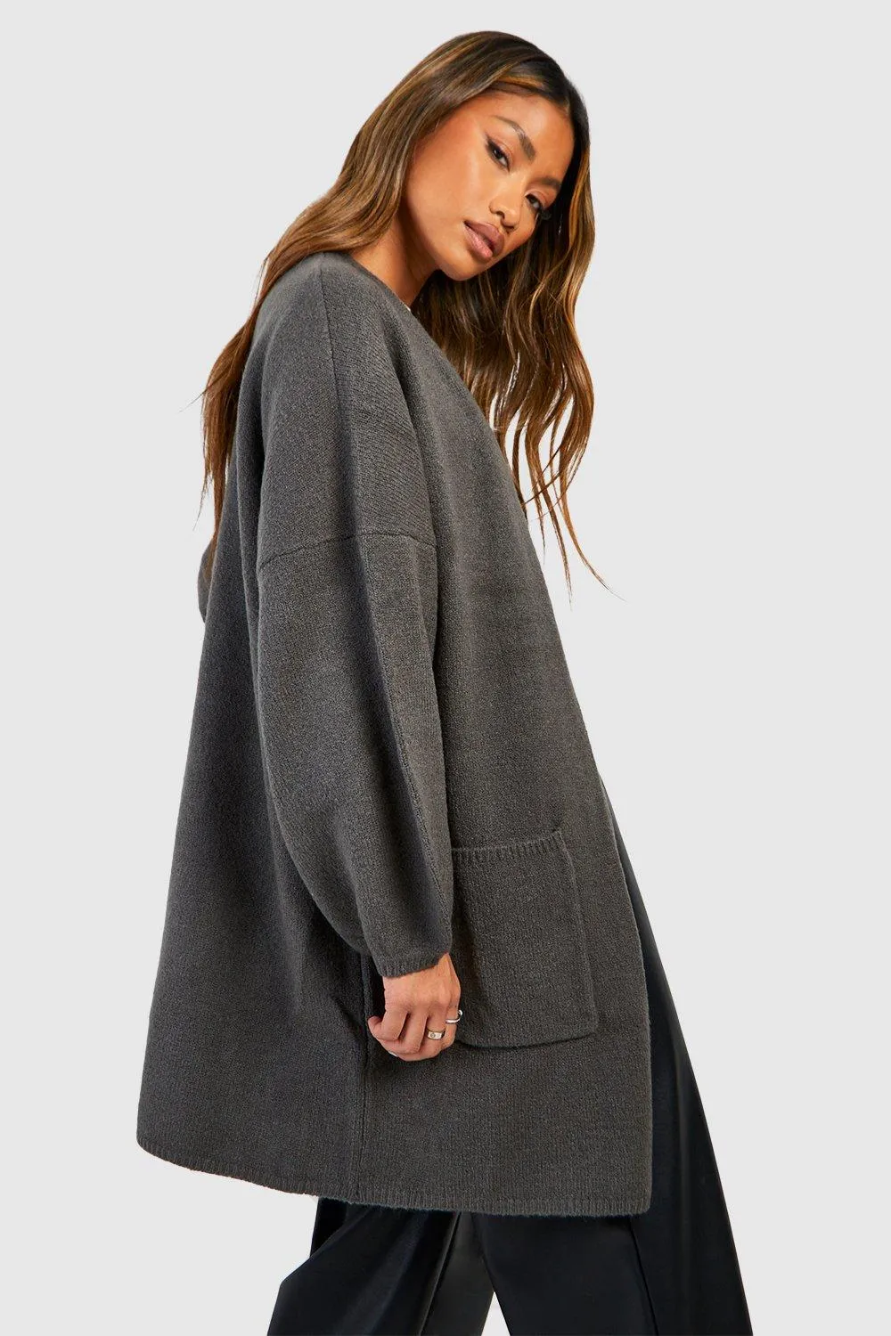 Balloon Sleeve Edge To Edge Midi Cardigan